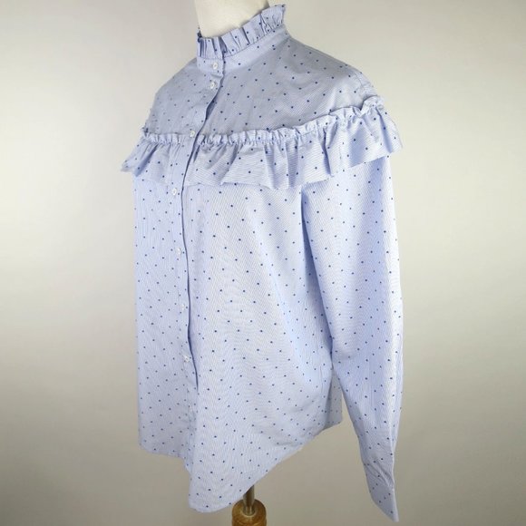 H&M Ruffled Prairie Swiss Dot Blouse Size 6 - Picture 5 of 10